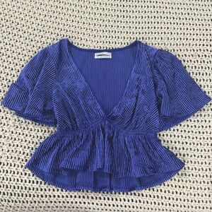 Ribbed V-neck Short sleeve Crop Top